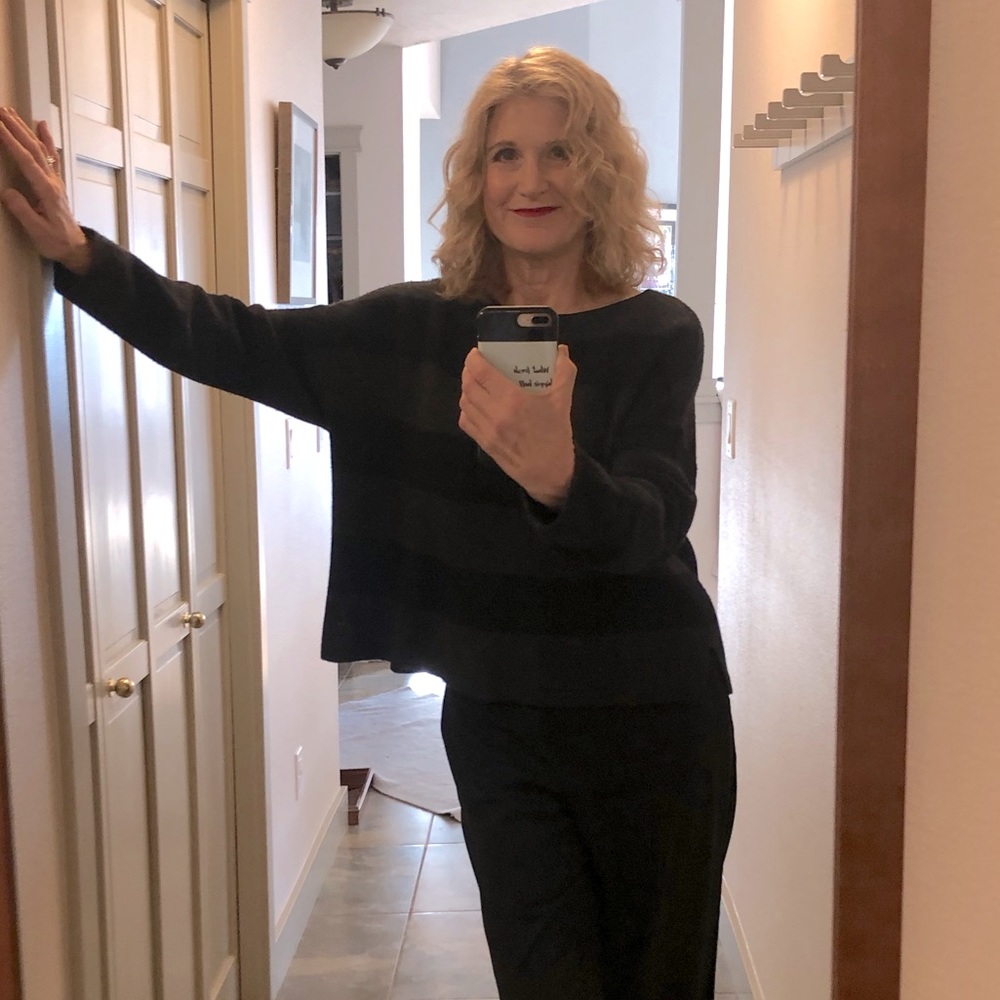 Eileen Fisher Grey & Black Wool Sweater Large